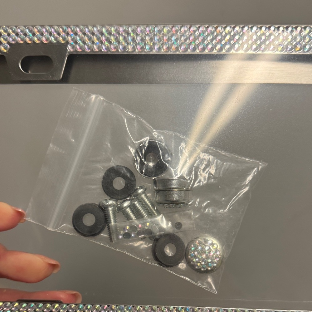 Silver Rhinestone License Plate Frame - Picture 2 of 3